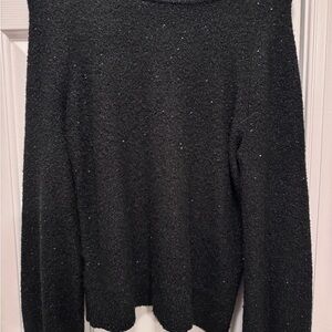 Ann Taylor Black Glitter Knit Top
